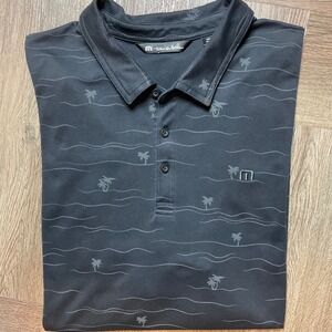 Travis Mathew Palm Tree Golf Polo Shirt Mens XXL‎ Black Tennis Sport Classic